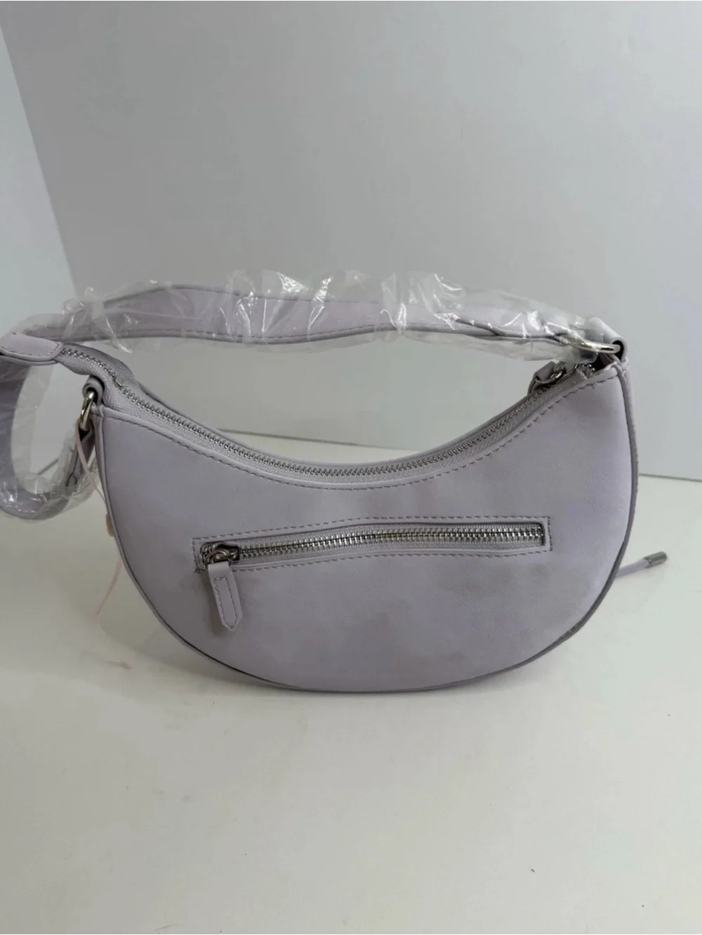 Paris Lilac Crescent Shoulder Bag Y2K Lace Up‎ Detail Baguette Purse Purple New